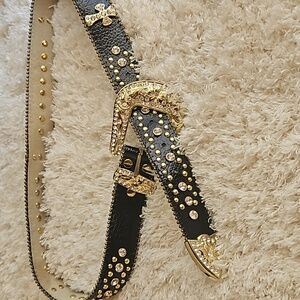 Studded Rhinestone Leather belt